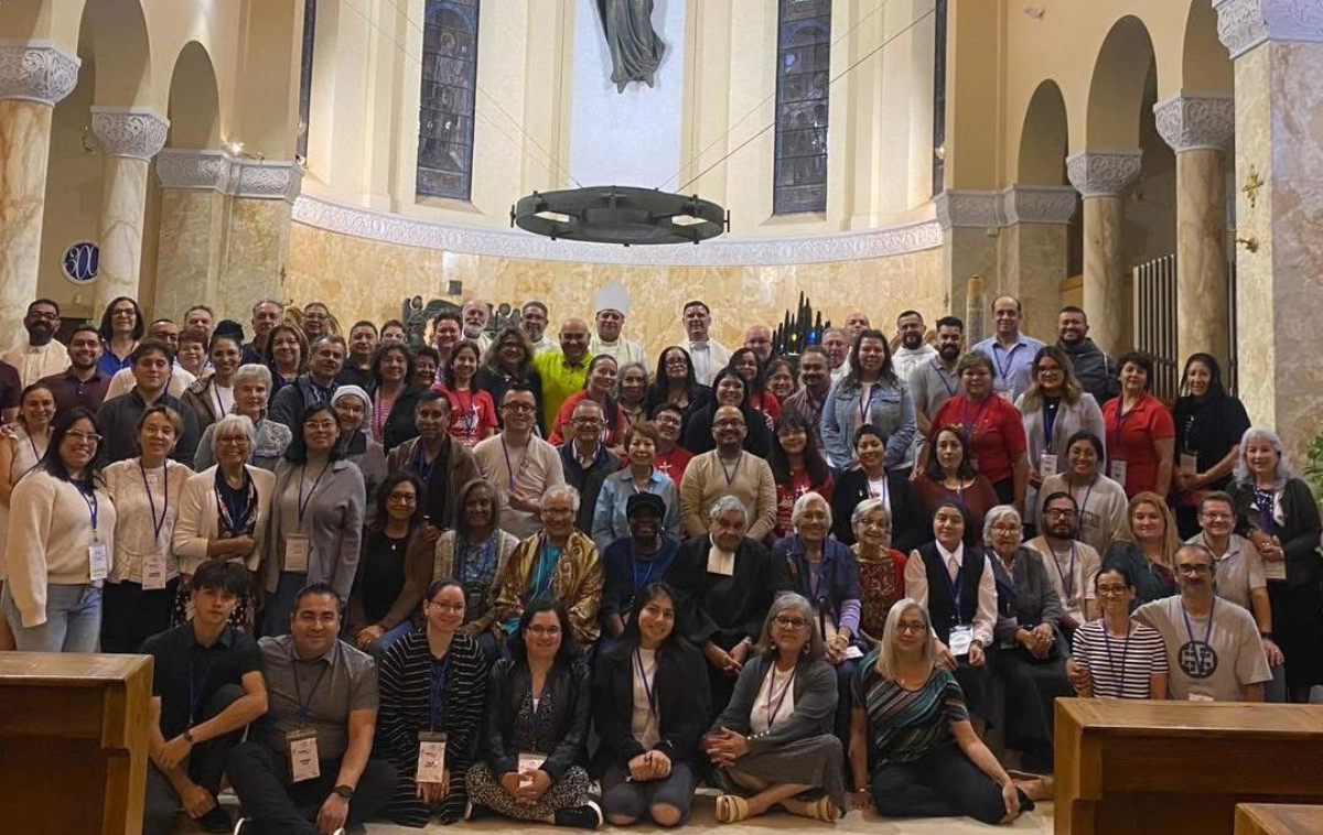 Members of the National Catholic Council for Hispanic Ministry pose at the Lasallian Casa Generalizia chapel in Rome, amid increasing concern over recent U.S. immigration policy changes impacting immigrant communities. (Photo courtesy of Br. Lalo Jara, OFM)
