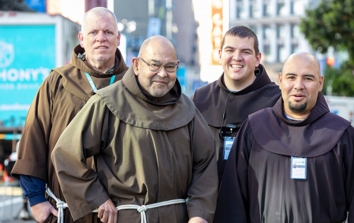 Fraternity is more than sharing a home; it is the network of relationships that sustains them through ministry, growth and prayer. From left to right: Brothers Andrew Dinegar, OFM, John Gutierrez, OFM, Jimmy Kernan, OFM, and Juan Luis Guerrero, OFM, at St. Anthony Foundation in San Francisco in 2024. (POLG file photo)