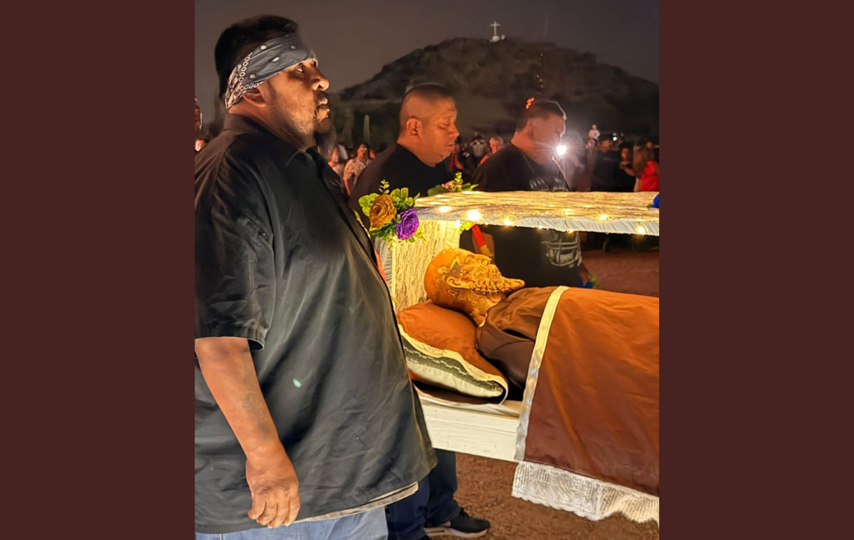 Parishioners carry an effigy of St. Francis during a feast day procession at San Xavier del Bac Mission in Tucson, AZ. (Photo courtesy of San Xavier del Bac Mission)