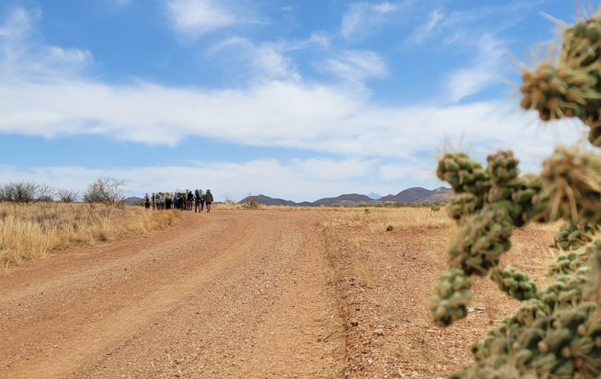 Walkers covered 75 miles in the sometimes harsh conditions migrants often encounter as they try to enter the United States. “The Gospel compels us to respond to the needs of the poor, marginalized (including women) and vulnerable persons, and our common home,” reads Priority 2 of the concrete initiatives the province adopted after the synodal meetings in January. (Photo courtesy of Kevin Fox)