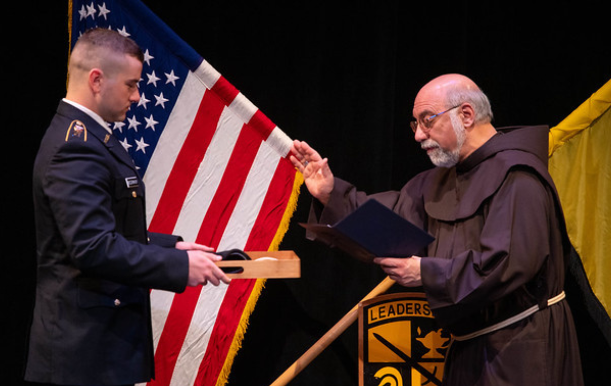 Fr. James Vacco, OFM, offered spiritual support and guidance to service members. (Photo courtesy of St. Bonaventure University)&nbsp;