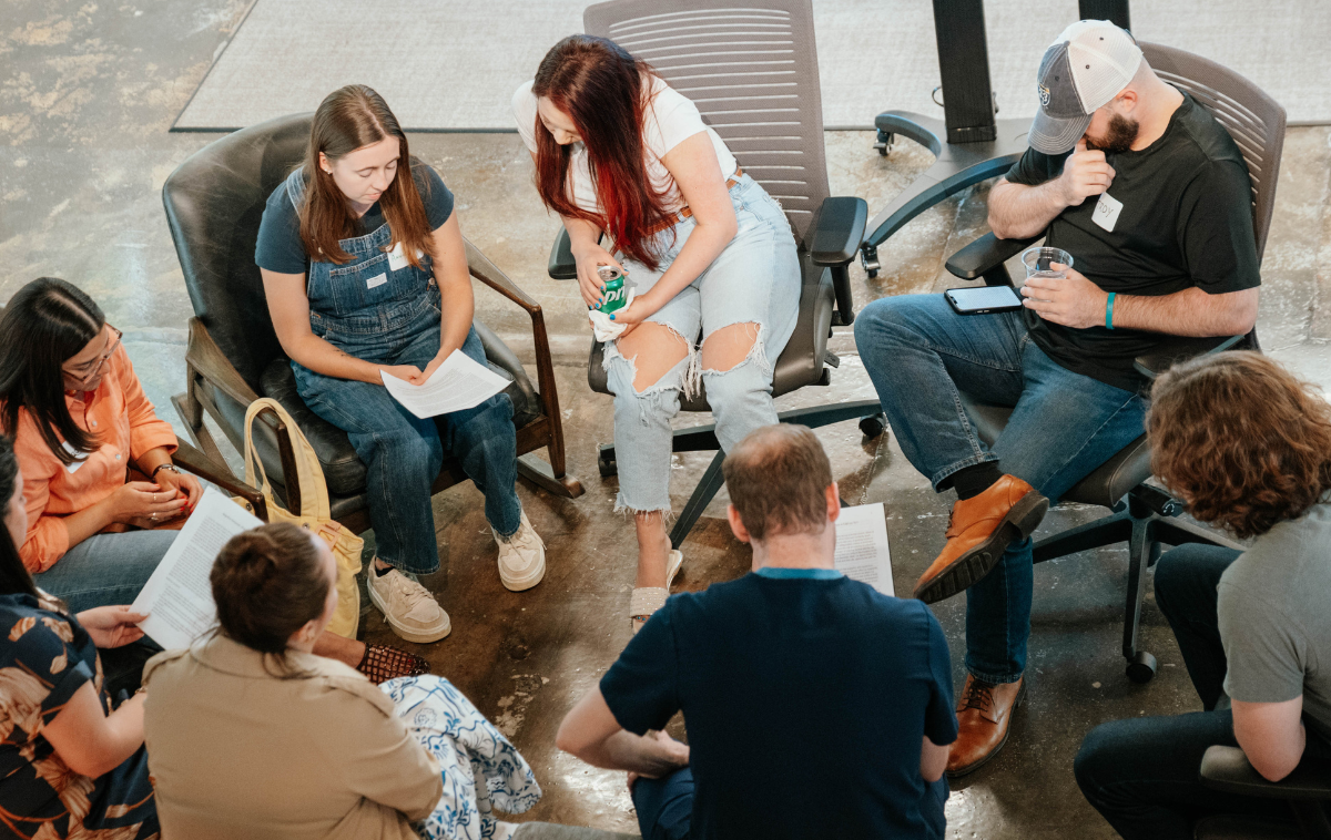 Breakout groups tackle the topic of the day and bring their reflections back to the assembly. "If I tell my coworkers or friends, the next day, they will ask me about it," said Paola Robelo, a regular participant. "It's a spark of curiosity. What was it about? Even my non-Catholic friends ask me. It goes further than just the growth that is here. We talk with our friends and invite people to come and join us every week. It's part of growing the community, but also our mission of spreading our faith." (Photo by Jessica Matthew)