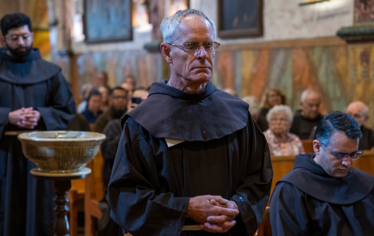 Br. Michael Barrett, OFM, said his service to the homeless at the Fr. Virgil Cordano Center in Santa Barbara was key to his formation. "Witnessing for peace, respect for immigrants, constitutional parameters and American principles on the streets of Santa Barbara was significant," he said. (Photos by Br. Octavio Duran, OFM)