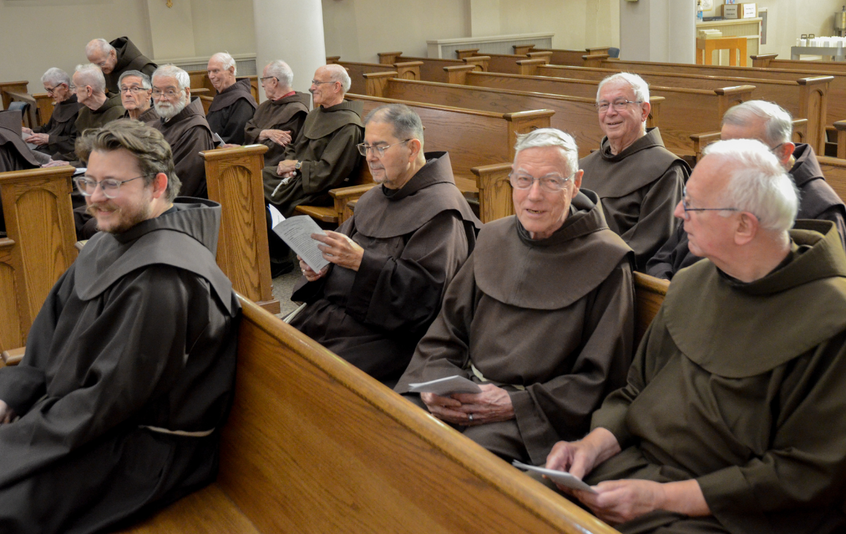 The brothers of St. Clement Friary, ready for Mass. (Photo by Br. Frank Jasper, OFM) 