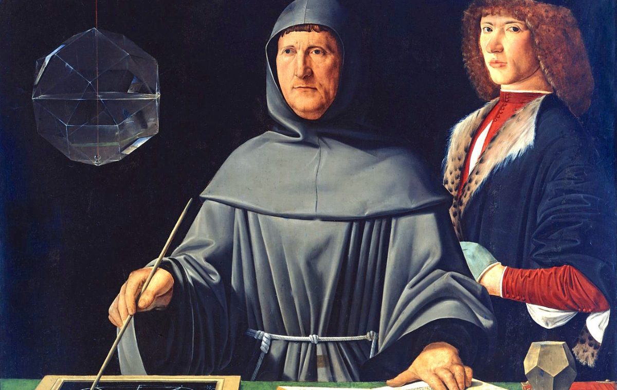 Portrait of Luca Pacioli (1445–1517) with a student, attributed to Jacopo de' Barbari, Public Domain