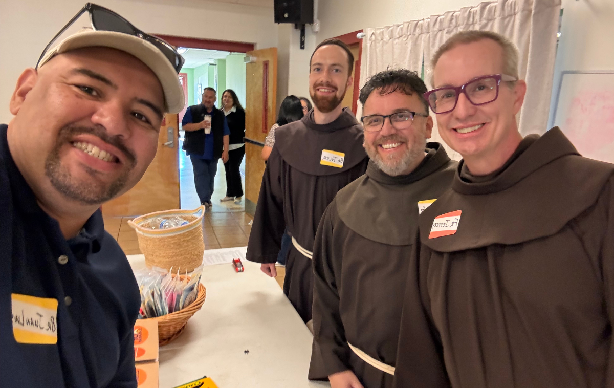 From left, Brothers Juan Luis Guerrero, OFM, Tyler Harris, OFM, Adolfo Mercado, OFM, and Jeffery Jordan, OFM, traveled from San Antonio to lead the retreat in Edinburg. Br. Tyler said the idea was inspired by last year